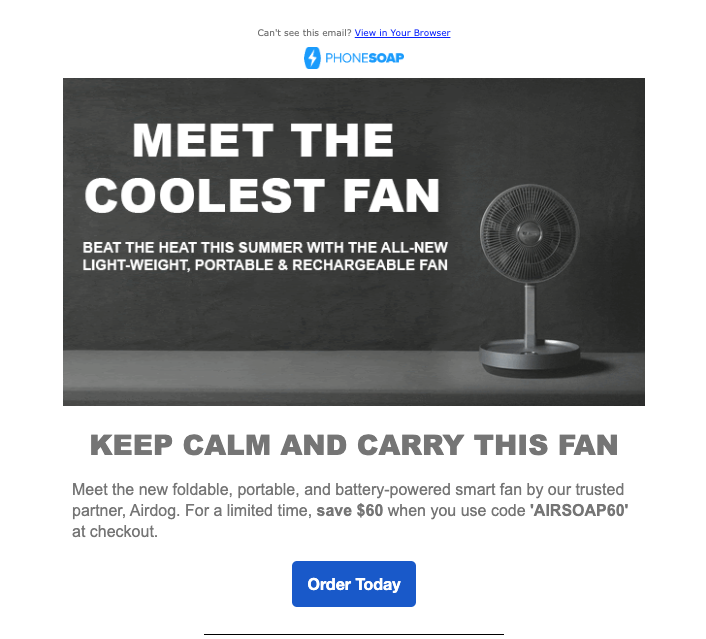 AirDogs #BatteryPowered Portable Fan email marketing