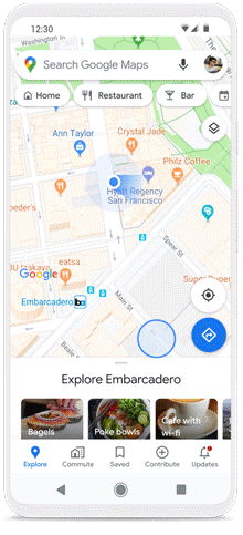 The Google My Business app, animated smartphone using Google Maps email marketing