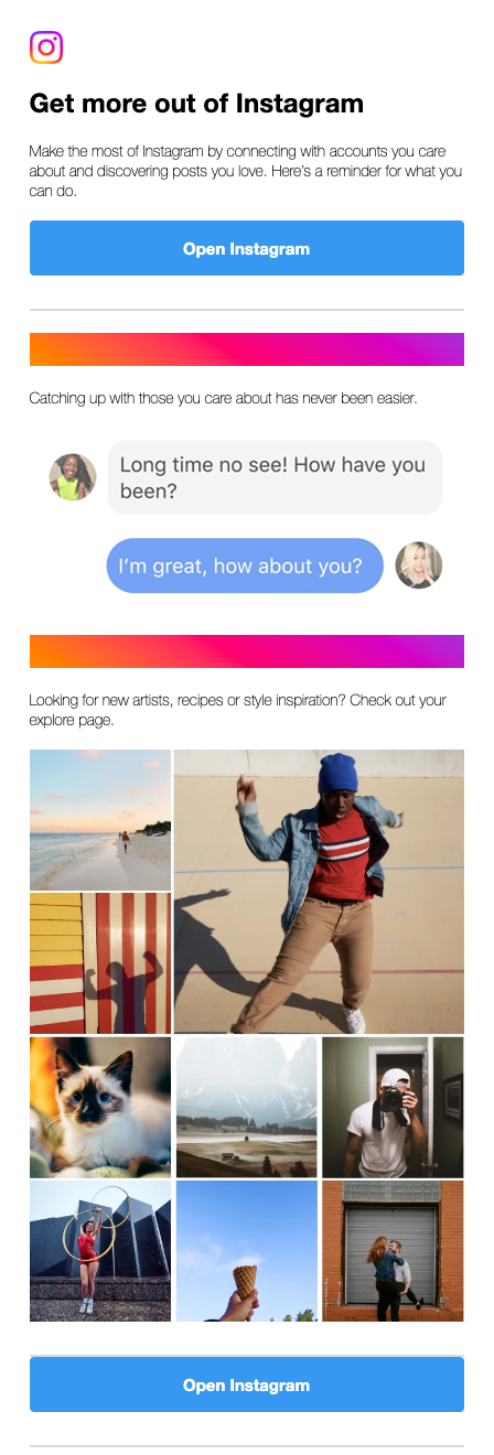 Instagram animated email simple call-to-action