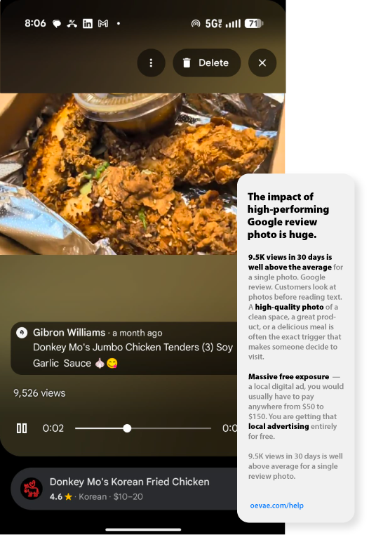 Donkey Mo's Korean Fried Chicken 9K Google Local Guide Google Review image views
