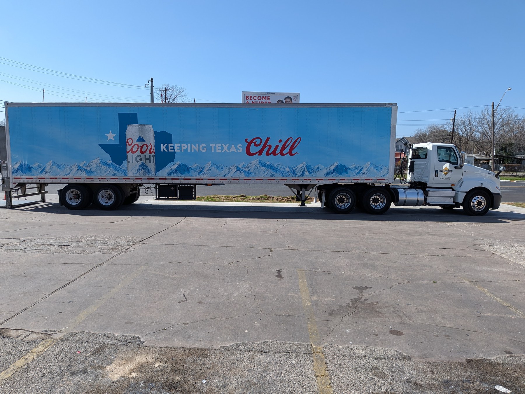 Coors Light Keeping Texas Chill branded semi trailer