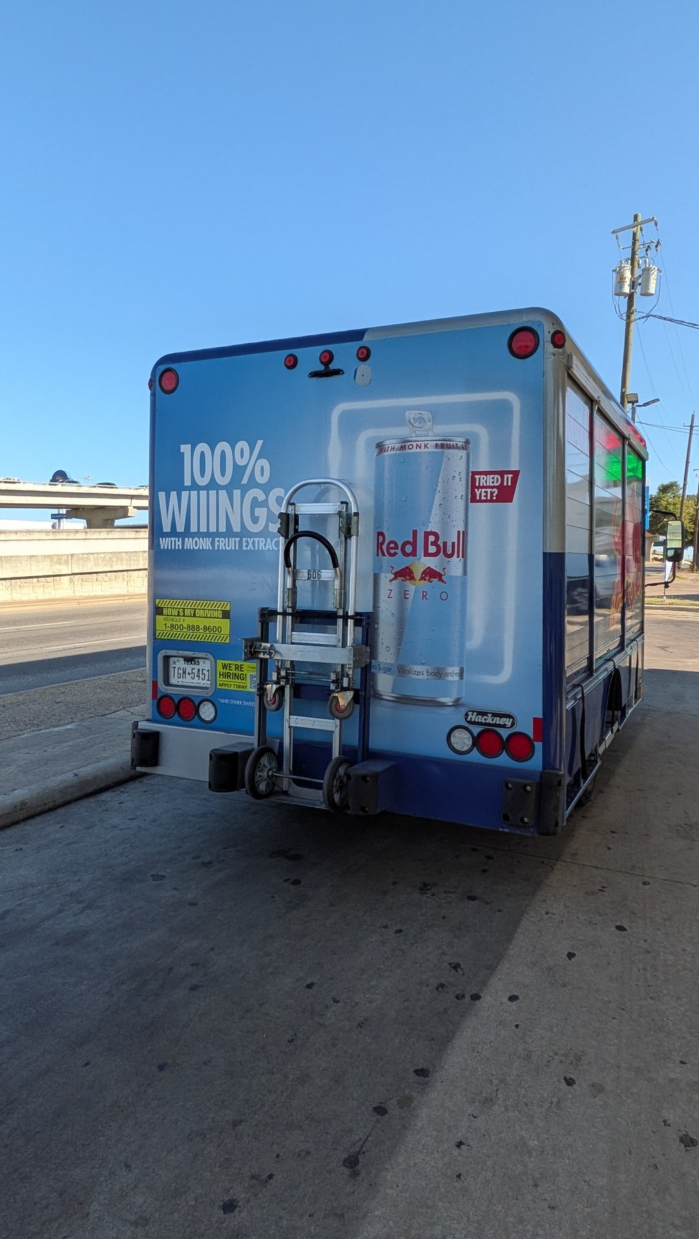 Red Bull branded box truck rear