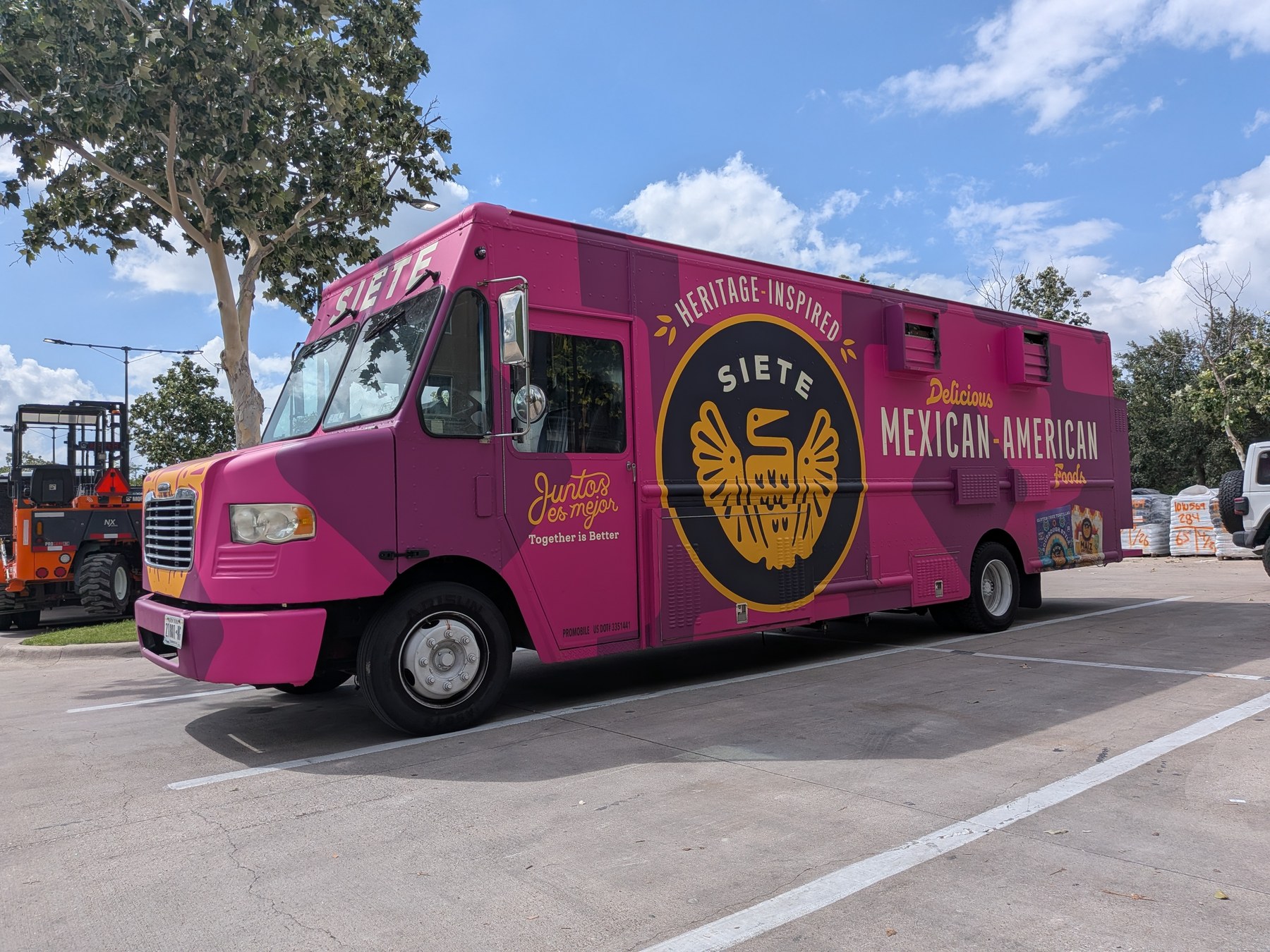 Siete Foods heritage-inspired Mexican-American branded truck front side